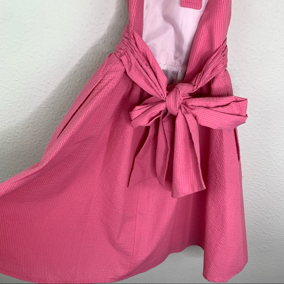 Lauren James Pink Seersucker Halter Dress XS H316 G3 - Picture 5 of 12